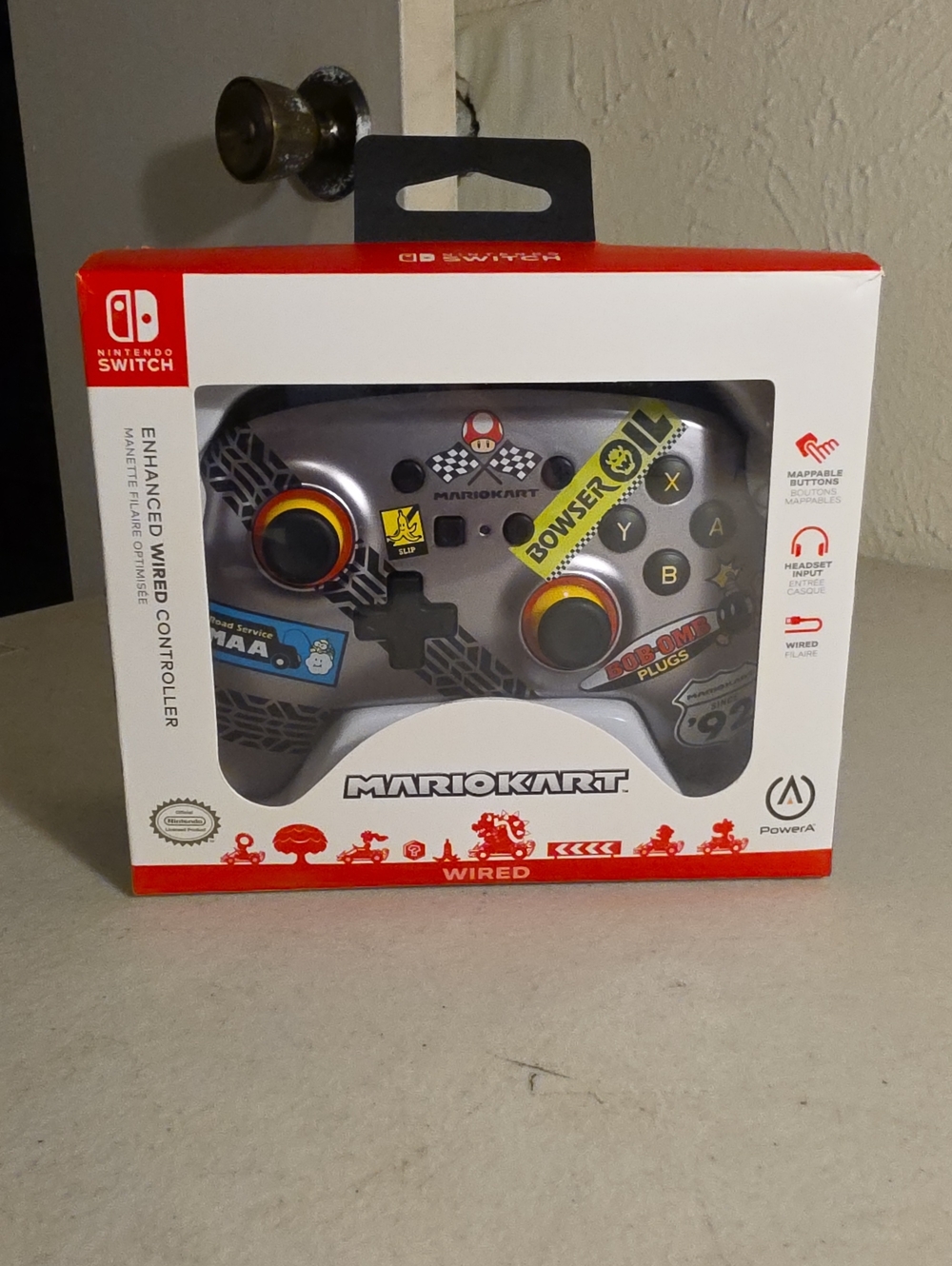 PowerA Enhanced Wired Controller Nintendo Switch Mario Kart Gray Red Open Box